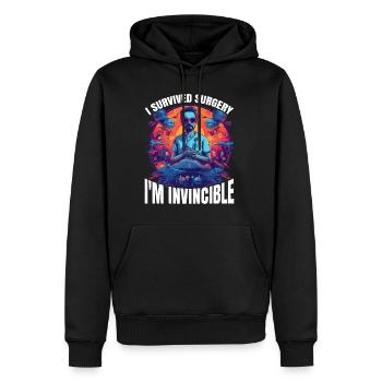 J’ai survécu à la chirurgie, je suis invincible 9 - Sweat à capuche Premium bio Homme - noir - Devant - Nico (187cm)