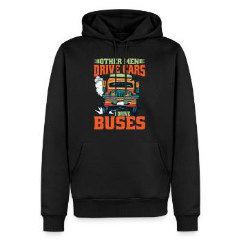 D’autres hommes conduisent des voitures Je conduis des bus - Sweat à capuche Premium bio Homme - noir - Devant - Nico (187cm)