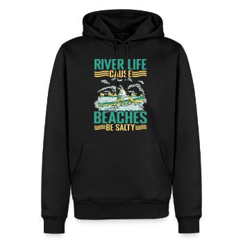 River Life Cause Beaches Be Salty - Men’s Premium Organic Hoodie - black - Front - Nico (187cm)