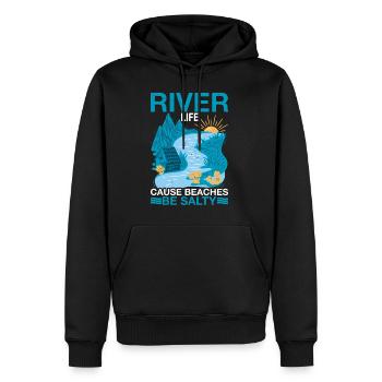 River Life Cause Beaches Be Salty 3 - Men’s Premium Organic Hoodie - black - Front - Nico (187cm)