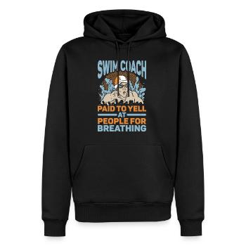Un entraîneur de natation payé pour crier après les gens pour avoir respiré 2 - Sweat à capuche Premium bio Homme - noir - Devant - Nico (187cm)