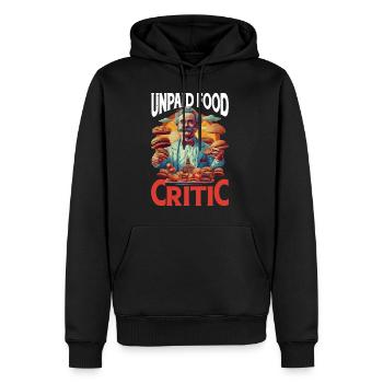 Unpaid Food Critic 13 - Men’s Premium Organic Hoodie - black - Front - Nico (187cm)