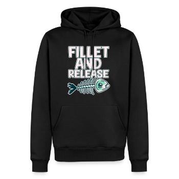 Fillet And Release 2 - Männer Premium Bio Hoodie - Schwarz - Vorne - Nico (187cm)