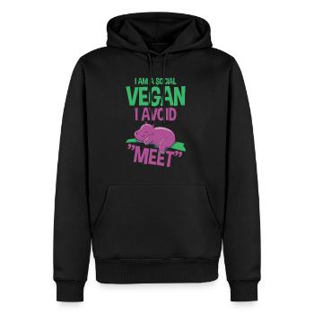 I Am A Social Vegan I Avoid Meet 2 - Männer Premium Bio Hoodie - Schwarz - Vorne - Nico (187cm)