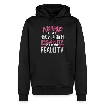 L’anime est mon échappatoire à la folie appelée - Sweat à capuche Premium bio Homme - noir - Devant - Nico (187cm)