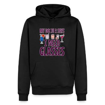 Mon médecin me dit que j’ai besoin de lunettes 2 - Sweat à capuche Premium bio Homme - noir - Devant - Nico (187cm)