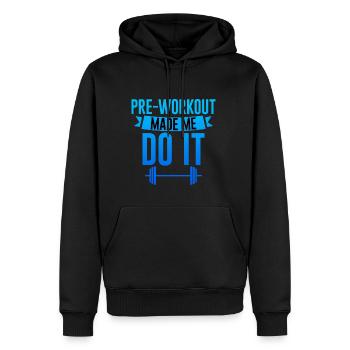 Le pré-entraînement m’a fait le faire 4 - Sweat à capuche Premium bio Homme - noir - Devant - Nico (187cm)