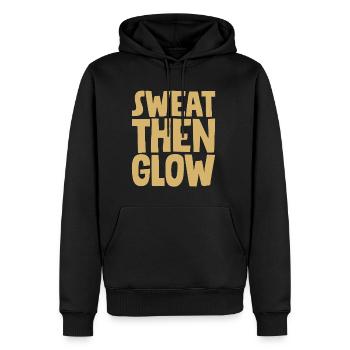 Sweat Then Glow - Männer Premium Bio Hoodie - Schwarz - Vorne - Nico (187cm)