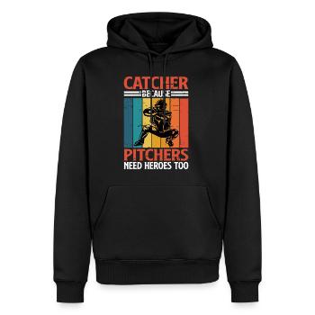 Catcher Because Pitchers Need Heroes Too 2 - Männer Premium Bio Hoodie - Schwarz - Vorne - Nico (187cm)