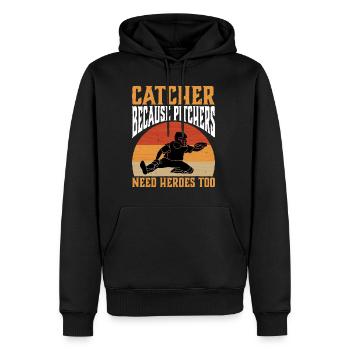 Catcher Because Pitchers Need Heroes Too 3 - Männer Premium Bio Hoodie - Schwarz - Vorne - Nico (187cm)