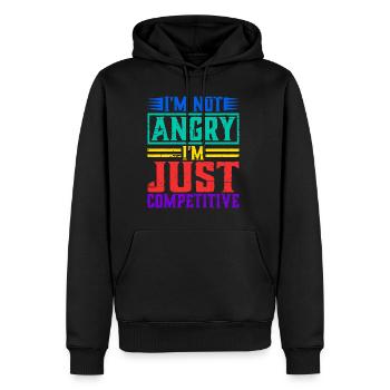 Je ne suis pas en colère, je suis juste compétitif - Sweat à capuche Premium bio Homme - noir - Devant - Nico (187cm)