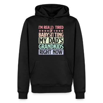 Marre de garder les petits-enfants de mon père 2 - Sweat à capuche Premium bio Homme - noir - Devant - Nico (187cm)