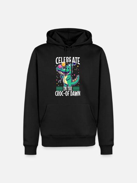 Celebrate until the croc-of dawn - Men’s Premium Organic Hoodie - black