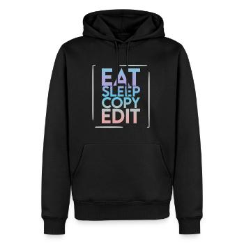 Eat Sleep Copy Edit 2 - Men’s Premium Organic Hoodie - black - Front - Nico (187cm)