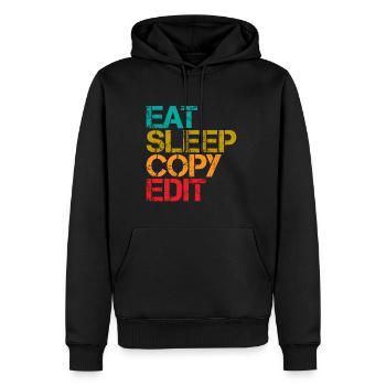 Eat Sleep Copy Edit 3 - Men’s Premium Organic Hoodie - black - Front - Nico (187cm)