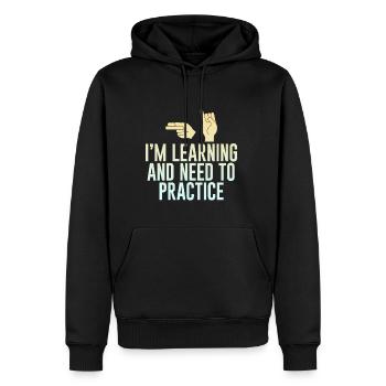 I'm Learning And Need To Practice 2 - Men’s Premium Organic Hoodie - black - Front - Nico (187cm)