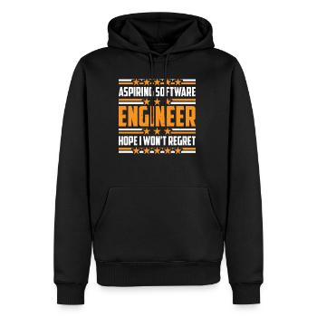 Aspirant ingénieur logiciel, j’espère que je ne regretterai pas 3 - Sweat à capuche Premium bio Homme - noir - Devant - Nico (187cm)