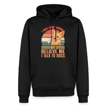 I May Look Normal But Believe Me, I Talk To Dogs 2 - Männer Premium Bio Hoodie - Schwarz - Vorne - Nico (187cm)