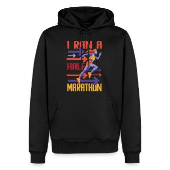 I Ran A Half Marathon - Männer Premium Bio Hoodie - Schwarz - Vorne - Nico (187cm)