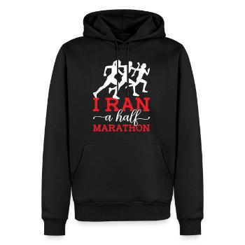 I Ran A Half Marathon 3 - Männer Premium Bio Hoodie - Schwarz - Vorne - Nico (187cm)