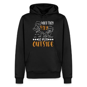 When They Say Go Play Outside 3 - Men’s Premium Organic Hoodie - black - Front - Nico (187cm)