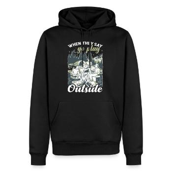 When They Say Go Play Outside - Men’s Premium Organic Hoodie - black - Front - Nico (187cm)