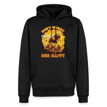 Don't Worry Bee Happy 46 - Men’s Premium Organic Hoodie - black - Front - Nico (187cm)