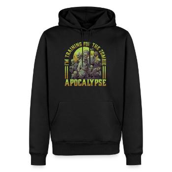 Je m’entraîne pour l’apocalypse zombie 16 - Sweat à capuche Premium bio Homme - noir - Devant - Nico (187cm)