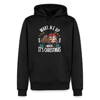 Réveille-moi quand c’est Noël - Sweat à capuche Premium bio Homme - noir - Devant - Nico (187cm)