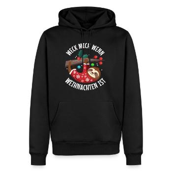Weck mich auf wenn es Weihnachten ist - Männer Premium Bio Hoodie - Schwarz - Vorne - Nico (187cm)