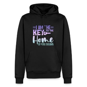 Je suis la clé de la maison de vos rêves 4 - Sweat à capuche Premium bio Homme - noir - Devant - Nico (187cm)