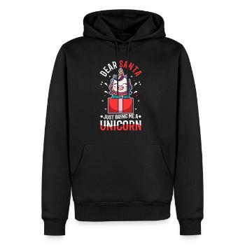 Dear santa just bring me a unicorn - Men’s Premium Organic Hoodie - black - Front - Nico (187cm)