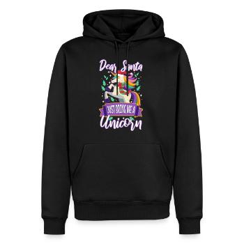 Dear santa just bring me a unicorn - Men’s Premium Organic Hoodie - black - Front - Nico (187cm)
