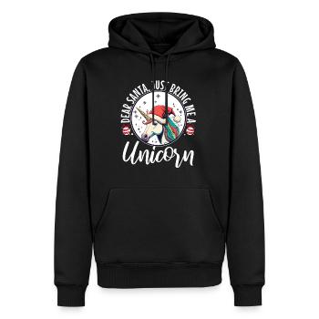 Dear santa just bring me a unicorn - Men’s Premium Organic Hoodie - black - Front - Nico (187cm)