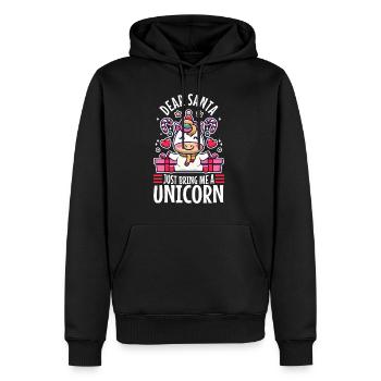 Dear santa just bring me a unicorn - Men’s Premium Organic Hoodie - black - Front - Nico (187cm)
