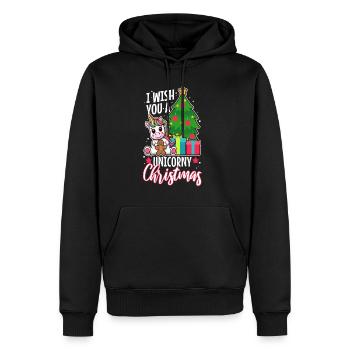 Je vous souhaite un Noël de Licorne - Sweat à capuche Premium bio Homme - noir - Devant - Nico (187cm)