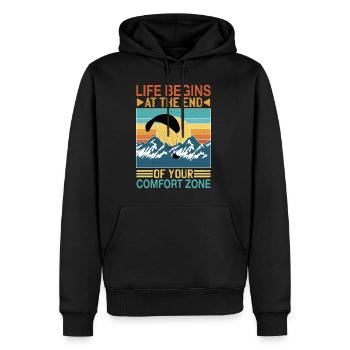 La vie commence à la fin de votre zone de confort 9 - Sweat à capuche Premium bio Homme - noir - Devant - Nico (187cm)