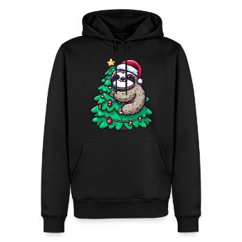 Paresseux de Noël - Détendu sur le sapin de Noël - Sweat à capuche Premium bio Homme - noir - Devant - Nico (187cm)