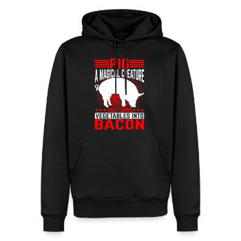 Pig, A Creature That Turns Vegetables Into Bacon 5 - Men’s Premium Organic Hoodie - black - Front - Nico (187cm)