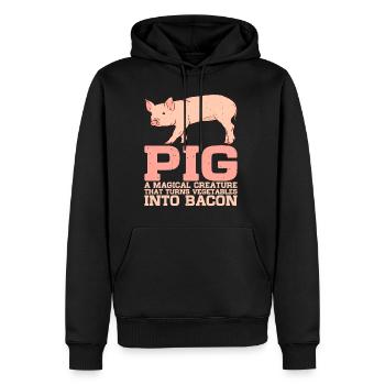 Pig, A Creature That Turns Vegetables Into Bacon 7 - Men’s Premium Organic Hoodie - black - Front - Nico (187cm)