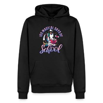 Joyeux 100 jours d’apprentissage magique - Sweat à capuche Premium bio Homme - noir - Devant - Nico (187cm)