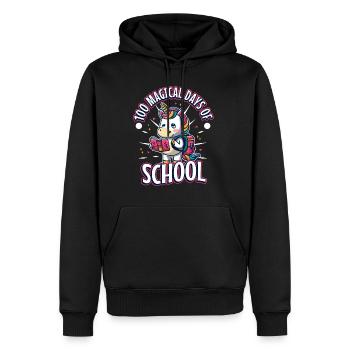 Joyeux 100 jours d’apprentissage magique - Sweat à capuche Premium bio Homme - noir - Devant - Nico (187cm)