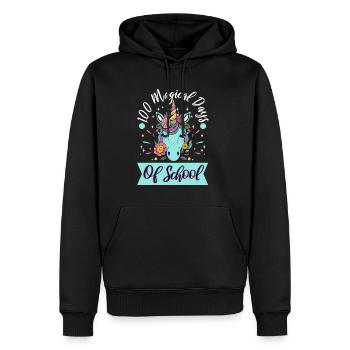 Joyeux 100 jours d’apprentissage magique - Sweat à capuche Premium bio Homme - noir - Devant - Nico (187cm)