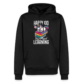 Joyeux 100 jours d’apprentissage magique - Sweat à capuche Premium bio Homme - noir - Devant - Nico (187cm)