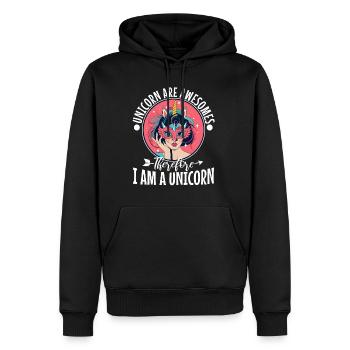 Les licornes sont géniales, donc je suis une licorne - Sweat à capuche Premium bio Homme - noir - Devant - Nico (187cm)