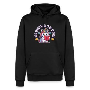 Joyeux 100 jours d’apprentissage magique - Sweat à capuche Premium bio Homme - noir - Devant - Nico (187cm)
