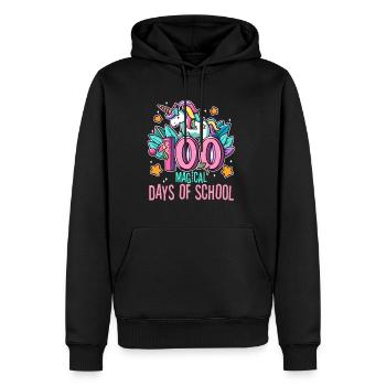 Joyeux 100 jours d'apprentissage magique - Sweat à capuche Premium bio Homme - noir - Devant - Nico (187cm)