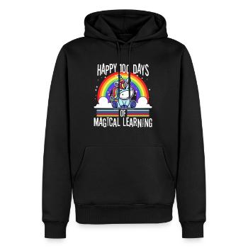 Joyeux 100 jours d’apprentissage magique - Sweat à capuche Premium bio Homme - noir - Devant - Nico (187cm)