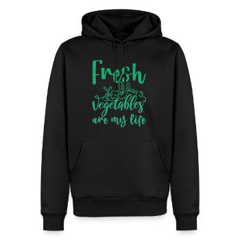 Les légumes frais, c’est ma vie 4 - Sweat à capuche Premium bio Homme - noir - Devant - Nico (187cm)