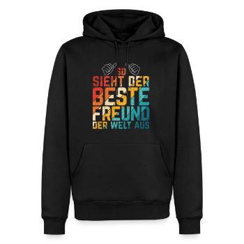 So Sieht Der Beste Freund Der Welt Aus Bester Freu - Männer Premium Bio Hoodie - Schwarz - Vorne - Nico (187cm)